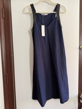 Elaine Kim Navy Dress with Black Straps